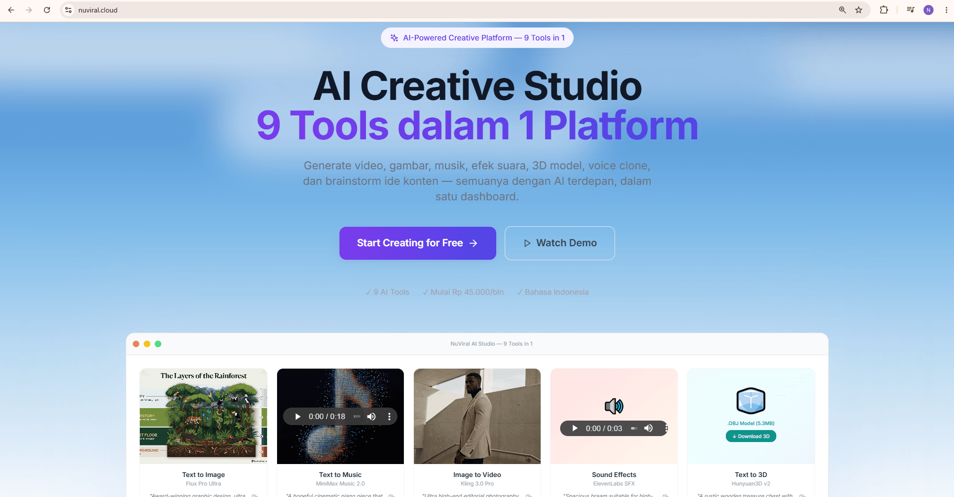 Portfolio NuViral AI Creative Studio - Web Application