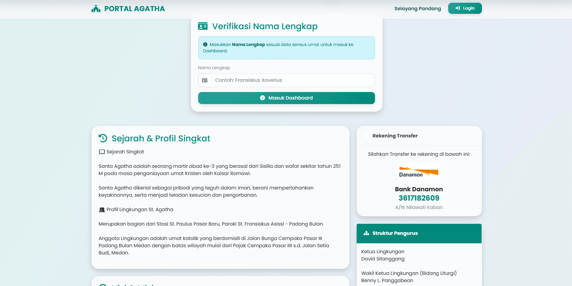 Portfolio Portal Agatha - Sistem Informasi Lingkungan - Web Application